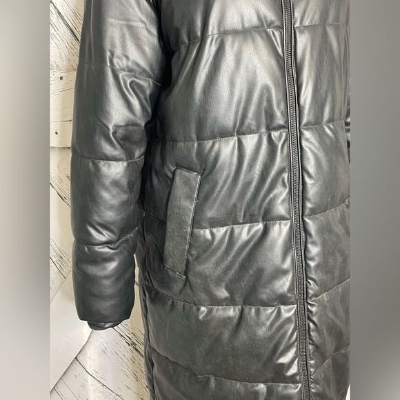ZARA FAUX LEATHER PUFFER COAT S - Picture 3 of 10